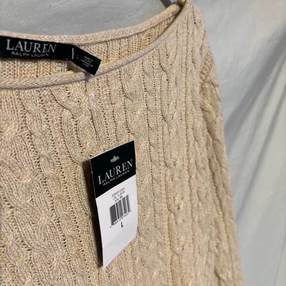 Lauren Ralph Lauren Women's Crew Neck Cream Sweater Size L NWT - Picture 3 of 11